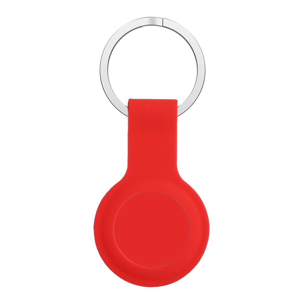 Short Silicone AirTag Tracker Holder Loop Case Cover Ring Key Chain for Apple AirTag (Red)